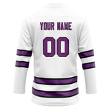 Custom Unisex White & Purple Pattern Hockey Jersey