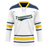 Custom Unisex White & Navy Pattern Hockey Jersey