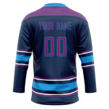 Custom Unisex Navy & Purple Pattern Hockey Jersey