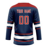 Custom Unisex Navy & Red Pattern Hockey Jersey