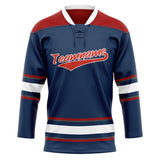 Custom Unisex Navy & Red Pattern Hockey Jersey