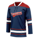 Custom Unisex Navy & Red Pattern Hockey Jersey