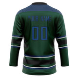 Custom Unisex Green & Navy Pattern Hockey Jersey