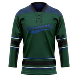 Custom Unisex Green & Navy Pattern Hockey Jersey