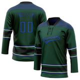 Custom Unisex Green & Navy Pattern Hockey Jersey