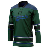 Custom Unisex Green & Navy Pattern Hockey Jersey