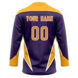 Custom Unisex Purple & Gold Pattern Hockey Jersey