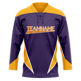 Custom Unisex Purple & Gold Pattern Hockey Jersey