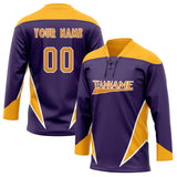 Custom Unisex Purple & Gold Pattern Hockey Jersey