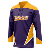 Custom Unisex Purple & Gold Pattern Hockey Jersey