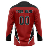 Custom Unisex Crimson & Black Pattern Hockey Jersey