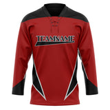 Custom Unisex Crimson & Black Pattern Hockey Jersey