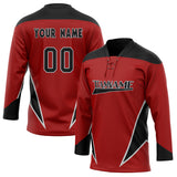 Custom Unisex Crimson & Black Pattern Hockey Jersey