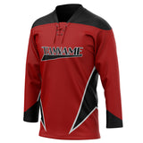 Custom Unisex Crimson & Black Pattern Hockey Jersey