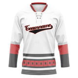 Custom Unisex White & Gray Pattern Hockey Jersey