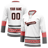 Custom Unisex White & Gray Pattern Hockey Jersey