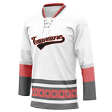 Custom Unisex White & Gray Pattern Hockey Jersey