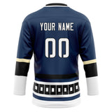 Custom Unisex Navy & White Pattern Hockey Jersey