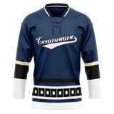 Custom Unisex Navy & White Pattern Hockey Jersey