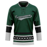 Custom Unisex Green & Gray Pattern Hockey Jersey