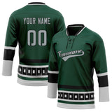 Custom Unisex Green & Gray Pattern Hockey Jersey