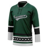 Custom Unisex Green & Gray Pattern Hockey Jersey