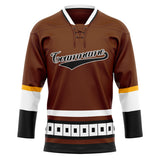 Custom Unisex Brown & White Pattern Hockey Jersey