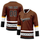 Custom Unisex Brown & White Pattern Hockey Jersey