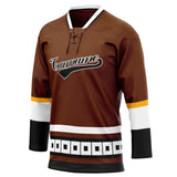 Custom Unisex Brown & White Pattern Hockey Jersey