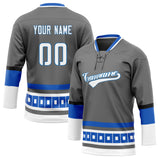 Custom Unisex Gray & White Pattern Hockey Jersey