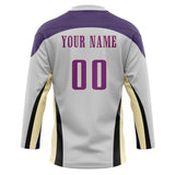 Custom Unisex Gray & Purple Pattern Hockey Jersey