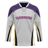 Custom Unisex Gray & Purple Pattern Hockey Jersey