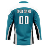 Custom Unisex Teal & White Pattern Hockey Jersey