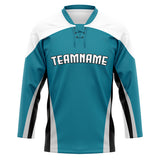 Custom Unisex Teal & White Pattern Hockey Jersey