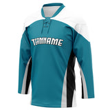 Custom Unisex Teal & White Pattern Hockey Jersey