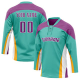 Custom Unisex Teal & Purple Pattern Hockey Jersey