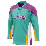 Custom Unisex Teal & Purple Pattern Hockey Jersey