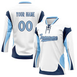 Custom Unisex White & Navy Pattern Hockey Jersey