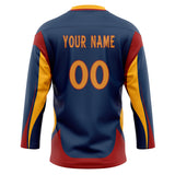 Custom Unisex Navy & Orange Pattern Hockey Jersey