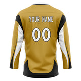 Custom Unisex Old-Gold & White Pattern Hockey Jersey