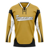 Custom Unisex Old-Gold & White Pattern Hockey Jersey