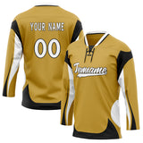 Custom Unisex Old-Gold & White Pattern Hockey Jersey