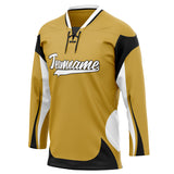 Custom Unisex Old-Gold & White Pattern Hockey Jersey