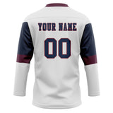 Custom Unisex White & Navy Pattern Hockey Jersey