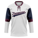 Custom Unisex White & Navy Pattern Hockey Jersey