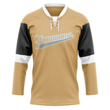 Custom Unisex Light Brown & Navy Pattern Hockey Jersey