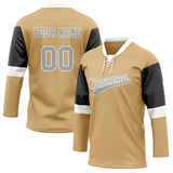 Custom Unisex Light Brown & Navy Pattern Hockey Jersey