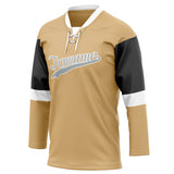 Custom Unisex Light Brown & Navy Pattern Hockey Jersey