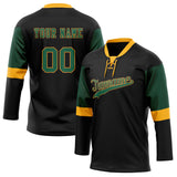 Custom Unisex Black & Green Pattern Hockey Jersey