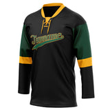 Custom Unisex Black & Green Pattern Hockey Jersey